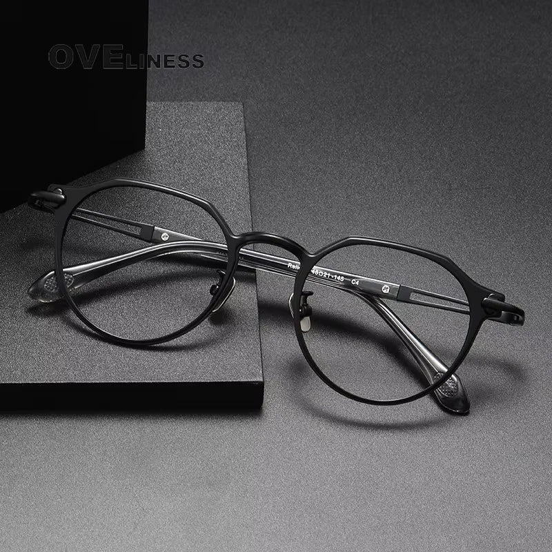 Oveliness Unisex Full Rim Flat Top Oval Titanium Acetate Eyeglasses 14121 Full Rim Oveliness   