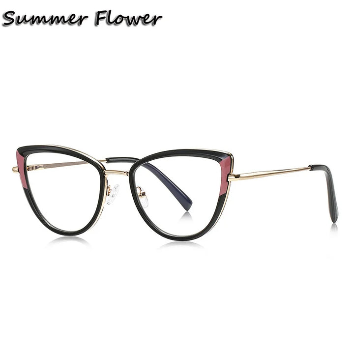 Summer Flower Women's Full Rim Cat Eye Tr 90 Titanium Eyeglasses 31274