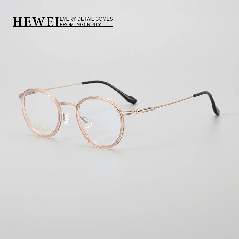 Hewei Unisex Full Rim Oval Titanium Acetate Eyeglasses 204004 Full Rim Hewei   