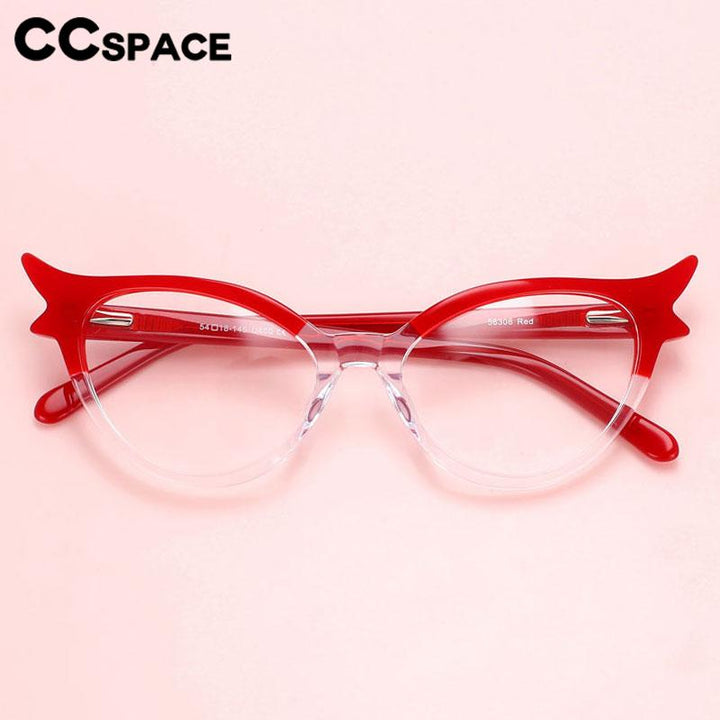CCSpace Unisex Full Rim Oval Cat Eye Acetate Fiber Eyeglasses 56308 Full Rim CCspace   