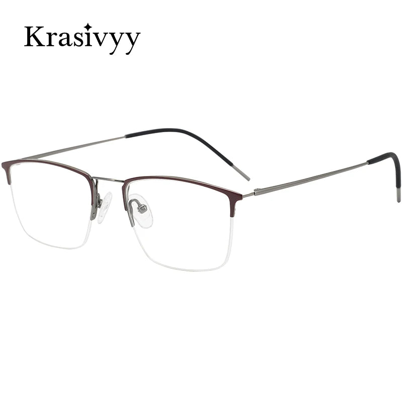 Krasivyy Women's Semi Rim Square Titanium Eyeglasses 916080 Semi Rim Krasivyy