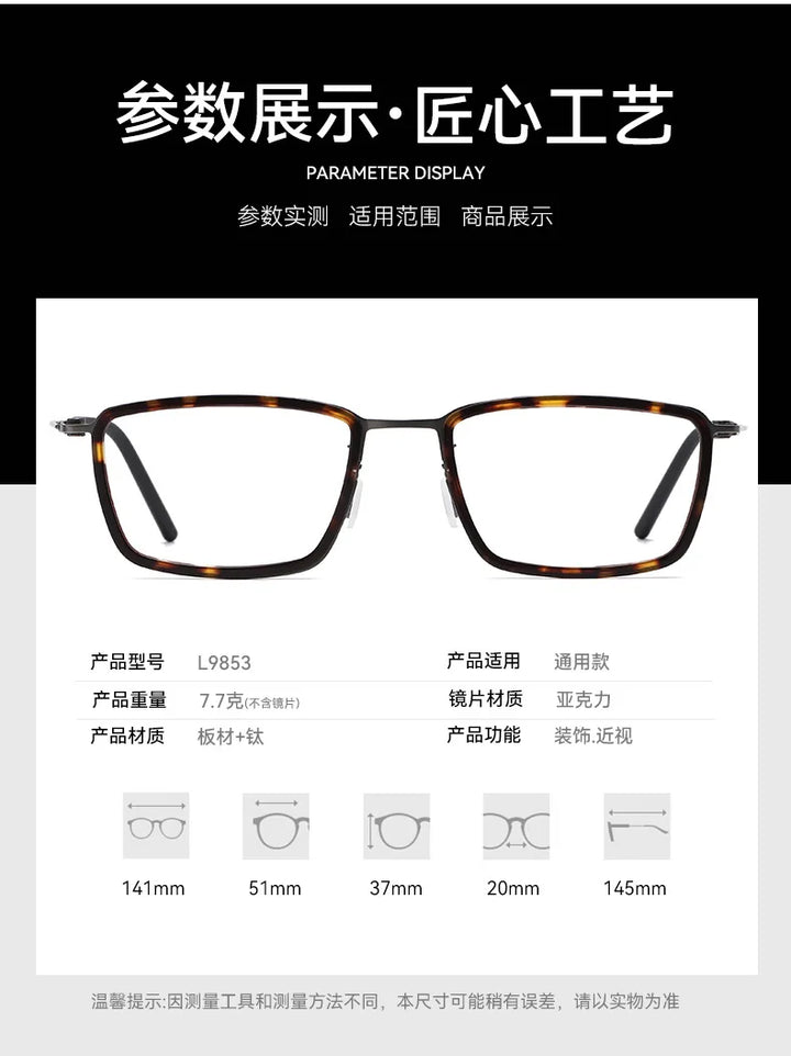 Bclear Unisex Full Rim Polygon Square Acetate Titanium Eyeglasses 639853