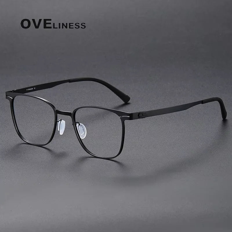 Oveliness Women's Full Rim Square Screwless Titanium Eyeglasses 80997 Full Rim Oveliness black