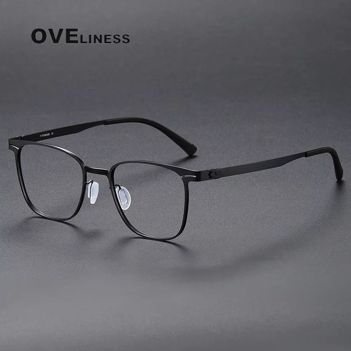 Oveliness Women's Full Rim Square Screwless Titanium Eyeglasses 80997 Full Rim Oveliness black