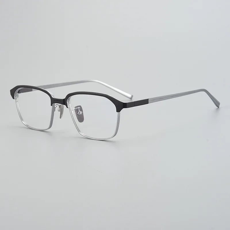 Black Mask Unisex Full Rim Titanium Square Eyeglasses X2024 Full Rim Black Mask Black-Silver  