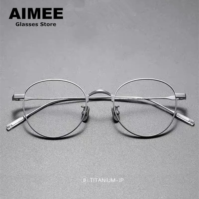 Aimee Unisex Full Rim Round Titanium Eyeglasses 80804 Full Rim Aimee   