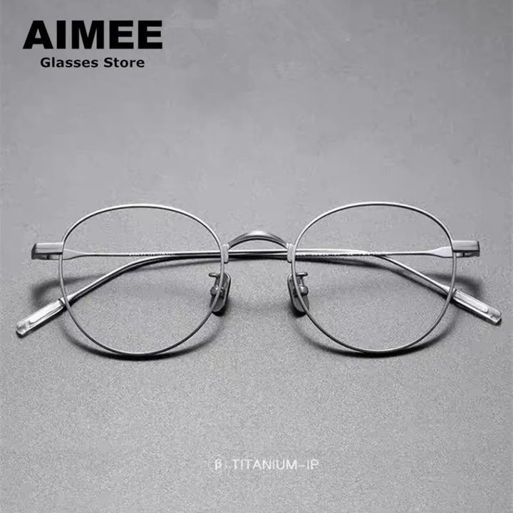 Aimee Unisex Full Rim Round Titanium Eyeglasses 80804 Full Rim Aimee   