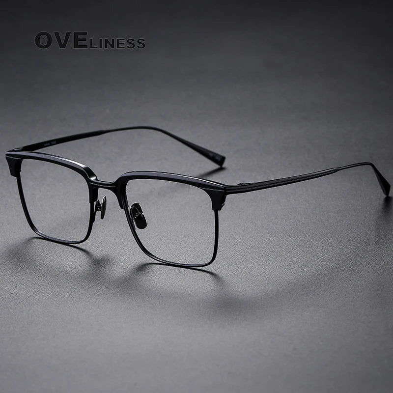 Oveliness Women's Full Rim Square Acetate Titanium Eyeglasses 3089 Full Rim Oveliness black  