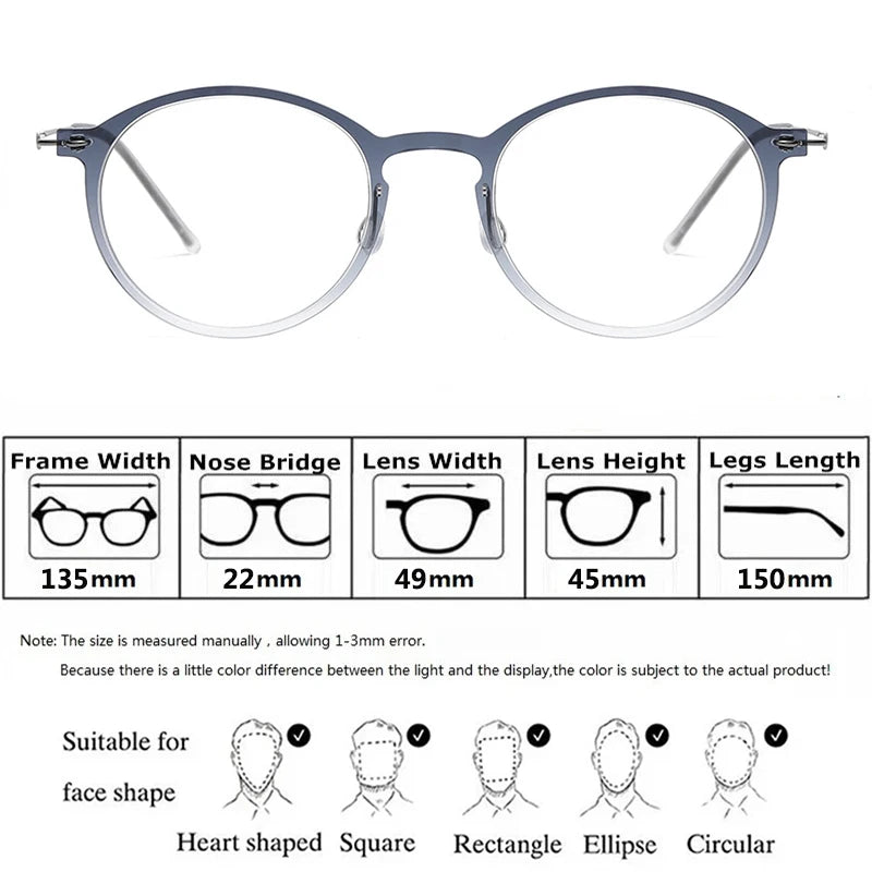 Bobbie Unisex Full Rim Round Titanium Eyeglasses 6541