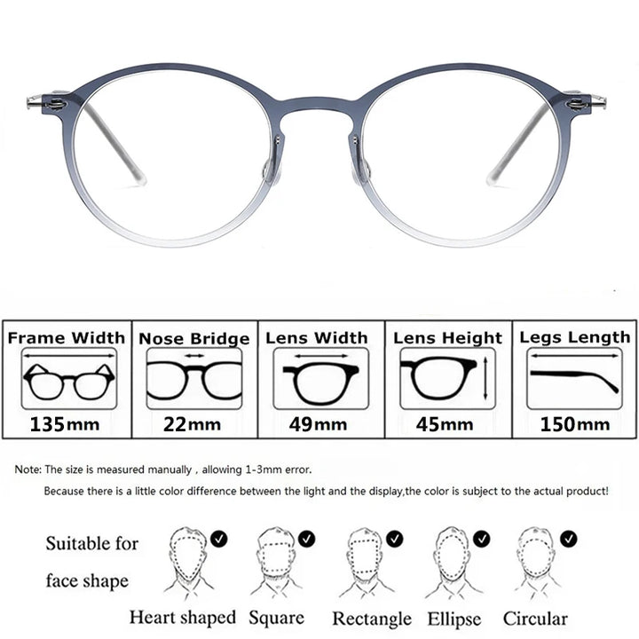 Bobbie Unisex Full Rim Round Titanium Eyeglasses 6541