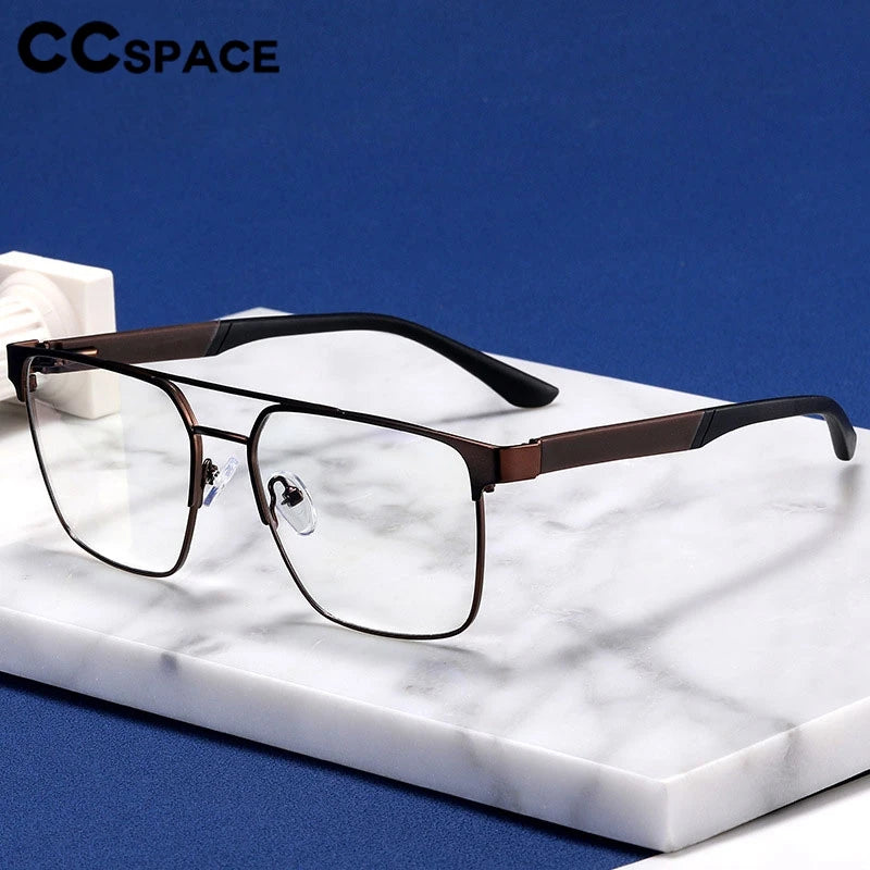 CCspace Unisex Full Rim Square Double Bridge Alloy Eyeglasses 301561 Full Rim CCspace   