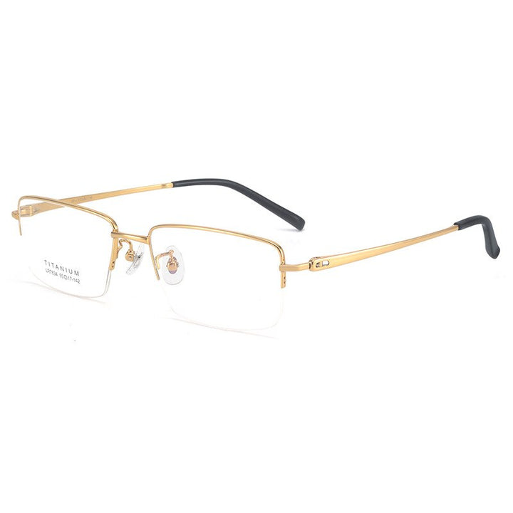 Bclear Unisex Semi Rim Square Titanium Eyeglasses Lb7834 Semi Rim Bclear Gold  