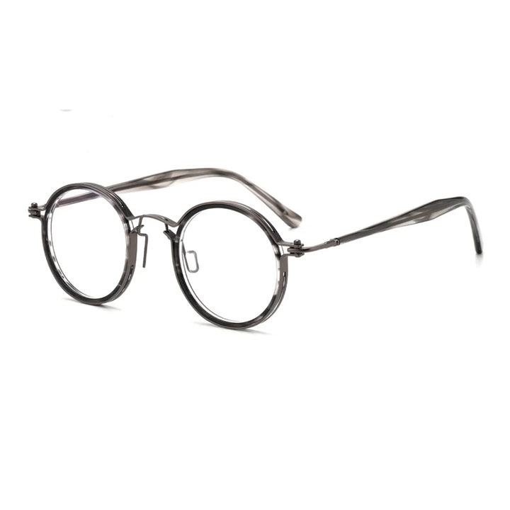 Ralferty Unisex Full Rim Round Acetate Titanium Prescription Eyeglasses X5862 - view 8