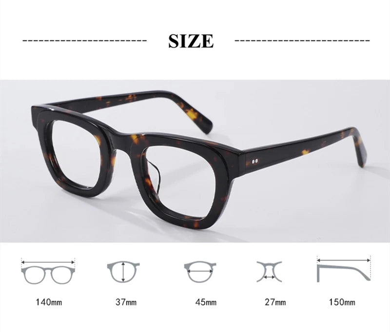 Black Mask Unisex Full Rim Square Brow Line Acetate Eyeglasses 838173