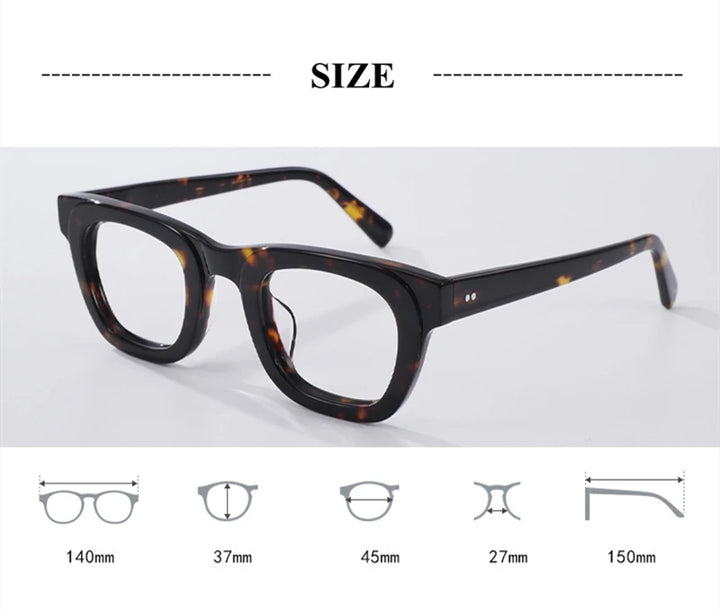 Black Mask Unisex Full Rim Square Brow Line Acetate Eyeglasses 838173