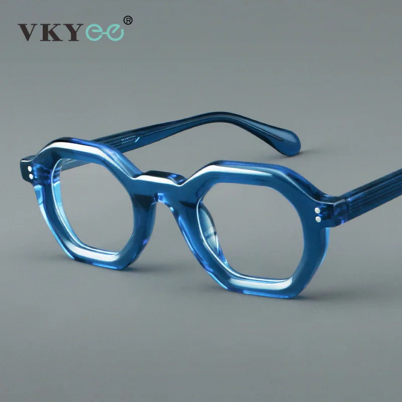 Vicky Unisex Full Rim Flat Top Hexagon Acetate Reading Glasses 629002