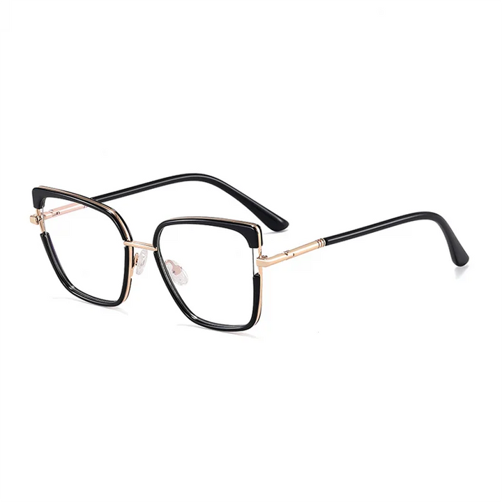 Ralferty Women's Full Rim Big Square Tr 90 Acetate Eyeglasses R83602 Full Rim Ralferty C1 Black CHINA 