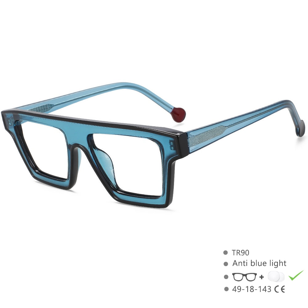 CCspace Unisex Full Rim Rectangle Cat Eye Acetate Eyeglasses 56012 Full Rim CCspace Green  