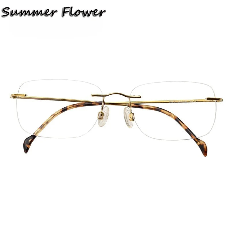 Summer Flower Unisex Rimless Titanium Eyeglasses 616021