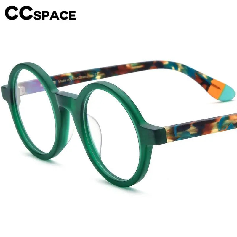CCspace Unisex Full Rim Round Acetate Eyeglasses 56919 Full Rim CCspace   