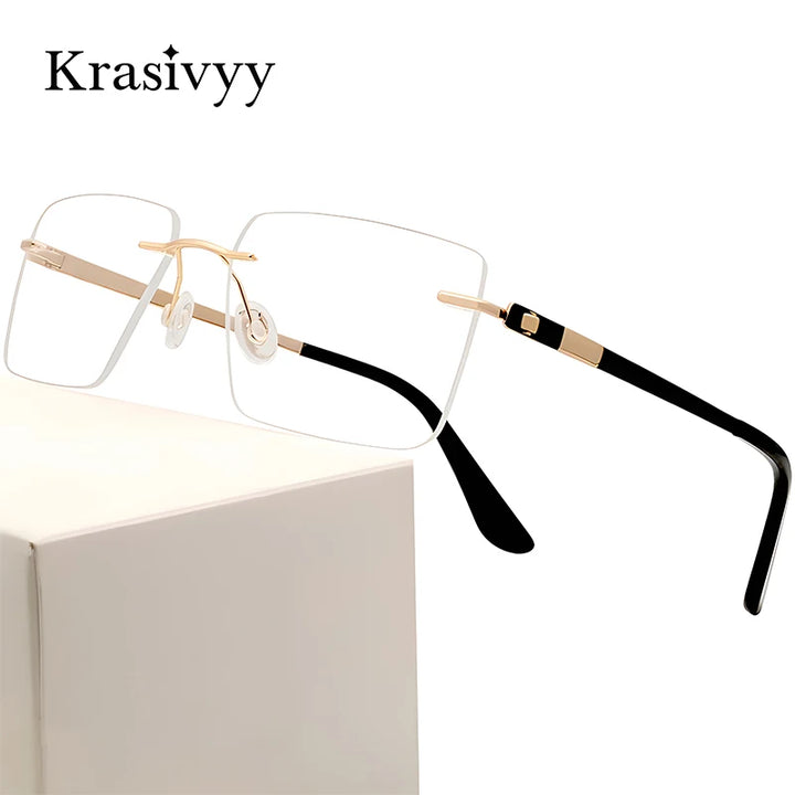 Krasivyy Unisex Rimless Square Screwless Titanium Eyeglasses 95015 Rimless Krasivyy