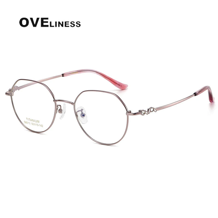 Oveliness Women's Full Rim Flat Top Oval Titanium Eyeglasses 6013 Full Rim Oveliness purple pink  