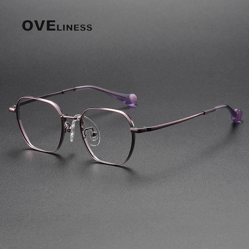 Oveliness Unisex Youth's Full Rim Square Titanium Eyeglasses  O80947 Full Rim Oveliness purple  