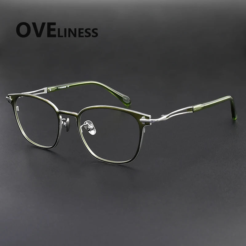 Oveliness Unisex Full Rim Square Acetate Titanium Eyeglasses 369140