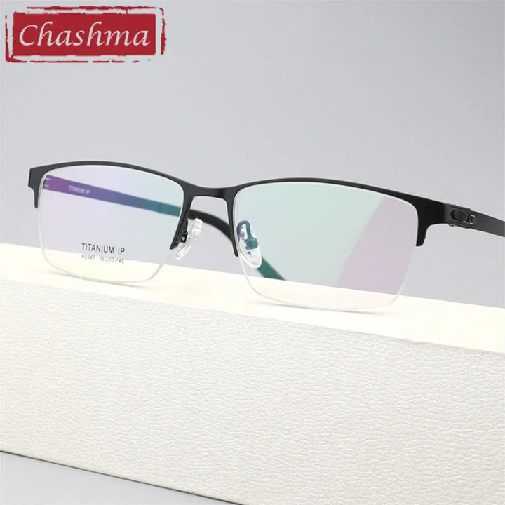Chashma Men's Semi Rim Square Screwless Titanium Eyeglasses 882347