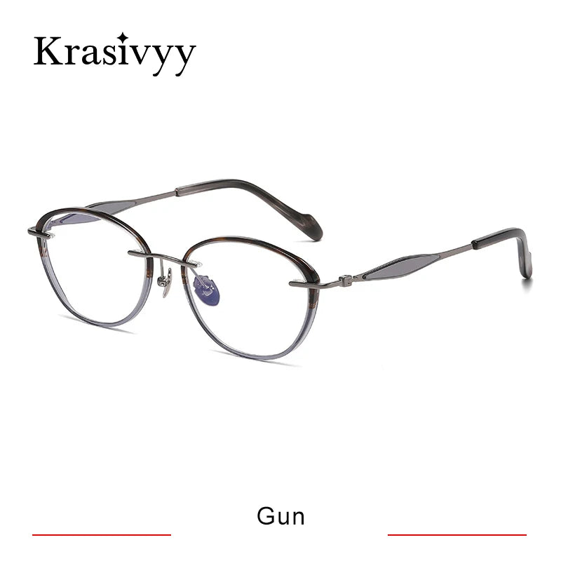 Krasivyy Unisex Full Rim Oval Square Titanium Acetate Eyeglasses 316076