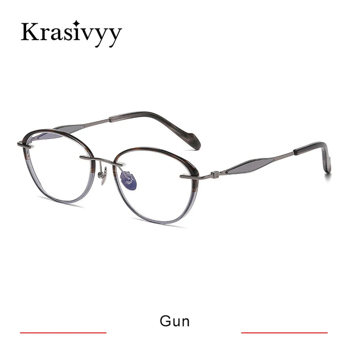 Krasivyy Unisex Full Rim Oval Square Titanium Acetate Eyeglasses 316076