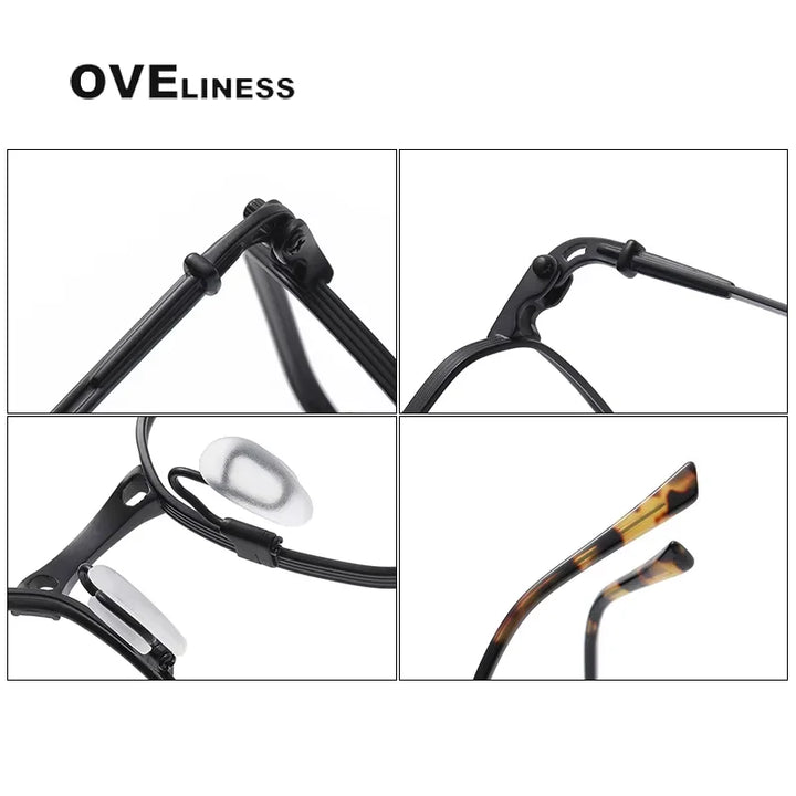 Oveliness Unisex Full Rim Big Square Titanium Eyeglasses 55892 Full Rim Oveliness