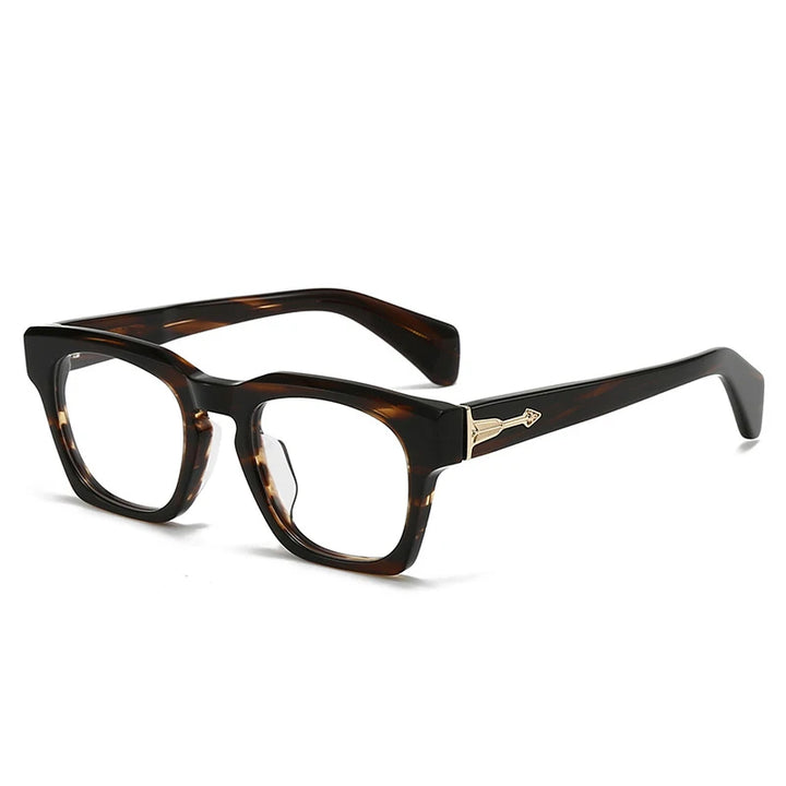 Black Mask Unisex Full Rim Square Thick Acetate Eyeglasses 443054 Full Rim Black Mask Tortoise