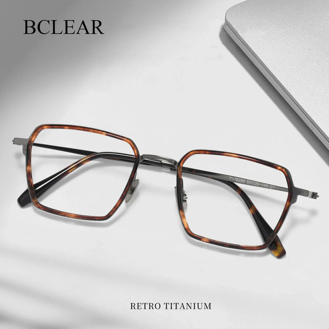 Bclear Unisex Full Rim Square Titanium Eyeglasses BSF-18289T
