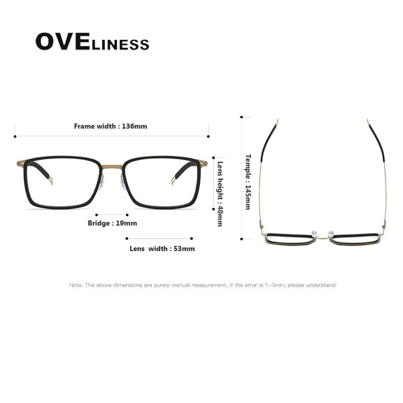 Oveliness Unisex Full Rim Square Screwless Titanium Eyeglasses 8202304 Full Rim Oveliness   