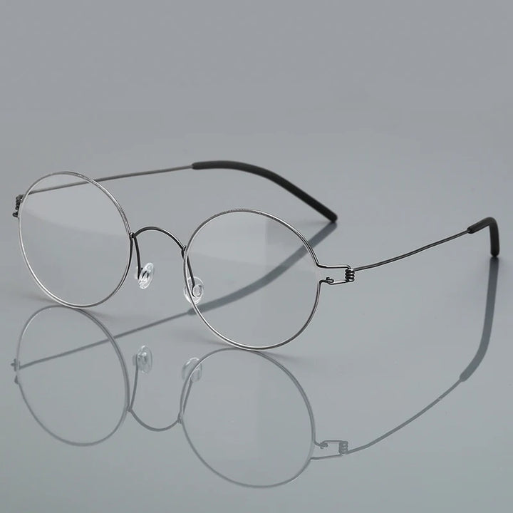 Black Mask Women's Full Rim Round Screwless Titanium Eyeglasses 76602
