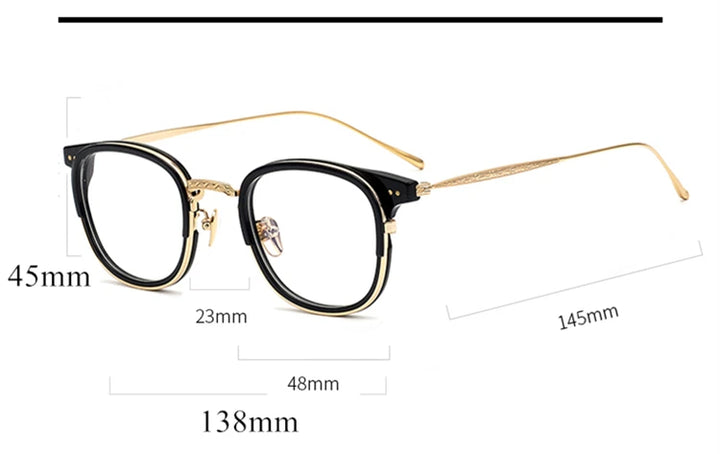 Black Mask Women's Full Rim Square Titanium Acetate Eyeglasses 72543