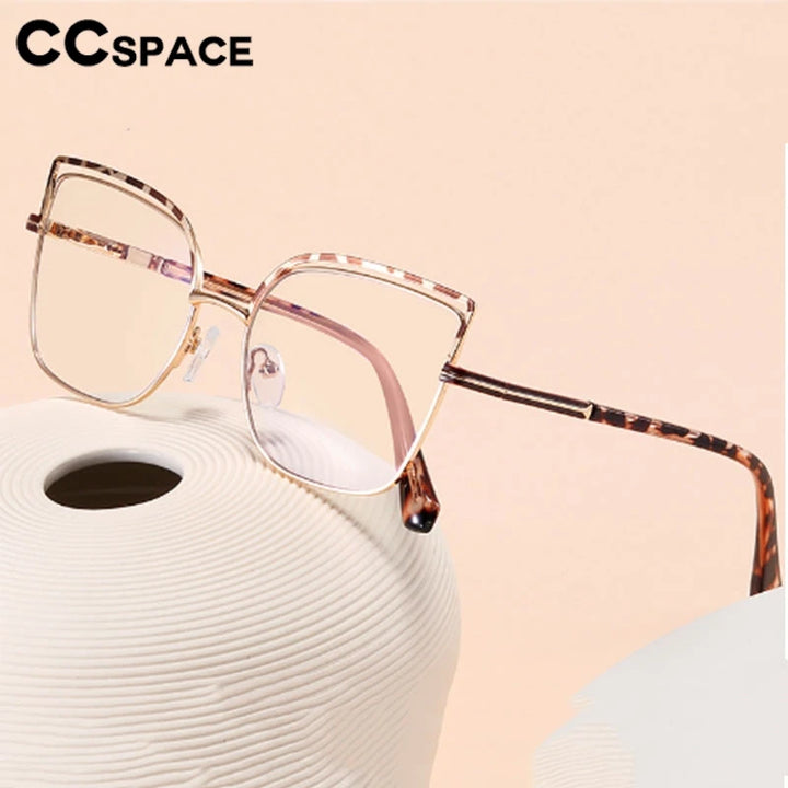 CCspace Women's Full Rim Square Cat Eye Alloy Eyeglasses 301091 Full Rim CCspace   