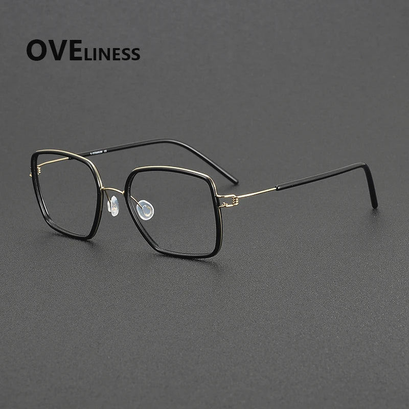 Oveliness Women's Full Rim Polygon Acetate Titanium Eyeglasses 381046
