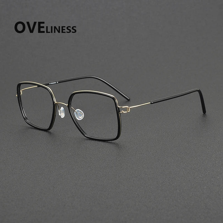 Oveliness Women's Full Rim Polygon Acetate Titanium Eyeglasses 381046