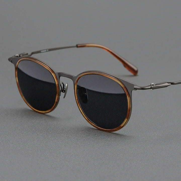 Blackmask Unisex Full Rim Round Titanium Polarized Sunglasses BM-0056S