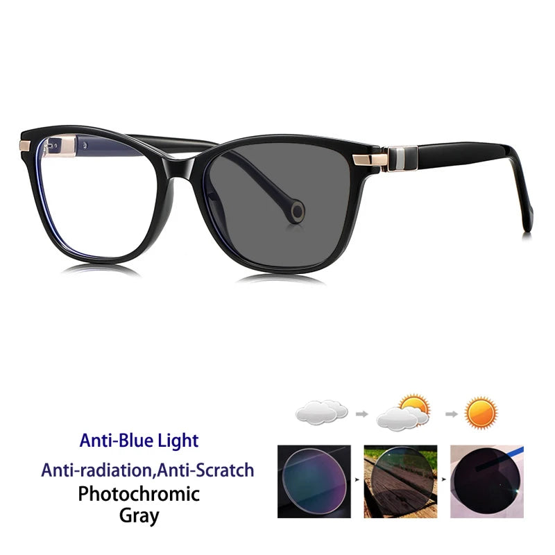 Kocolior Women's Full Rim Square Cat Eye Acetate Photochromic Reading Glasses 512221