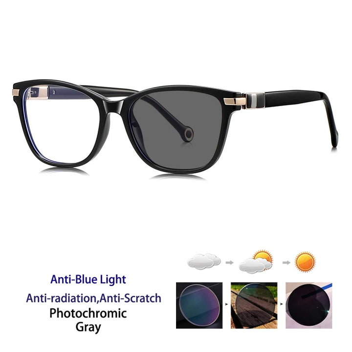 Kocolior Women's Full Rim Square Cat Eye Acetate Photochromic Reading Glasses 512221