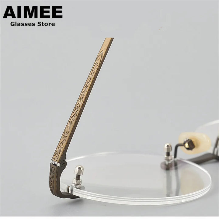 Aimee Unisex Rimless Round Titanium Eyeglasses 59334 Rimless Aimee   