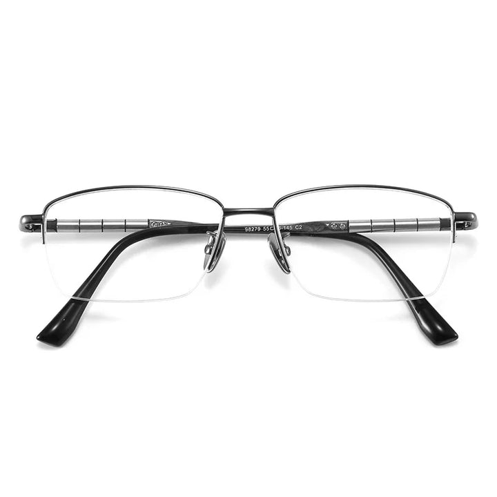 Reven Jate Unisex Semi Rim Square Titanium Eyeglasses 98279 Semi Rim Reven Jate   