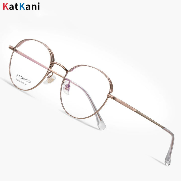 KatKani Unisex Full Rim Round Oval Titanium Alloy Eyeglasses 6226 Full Rim KatKani Eyeglasses   