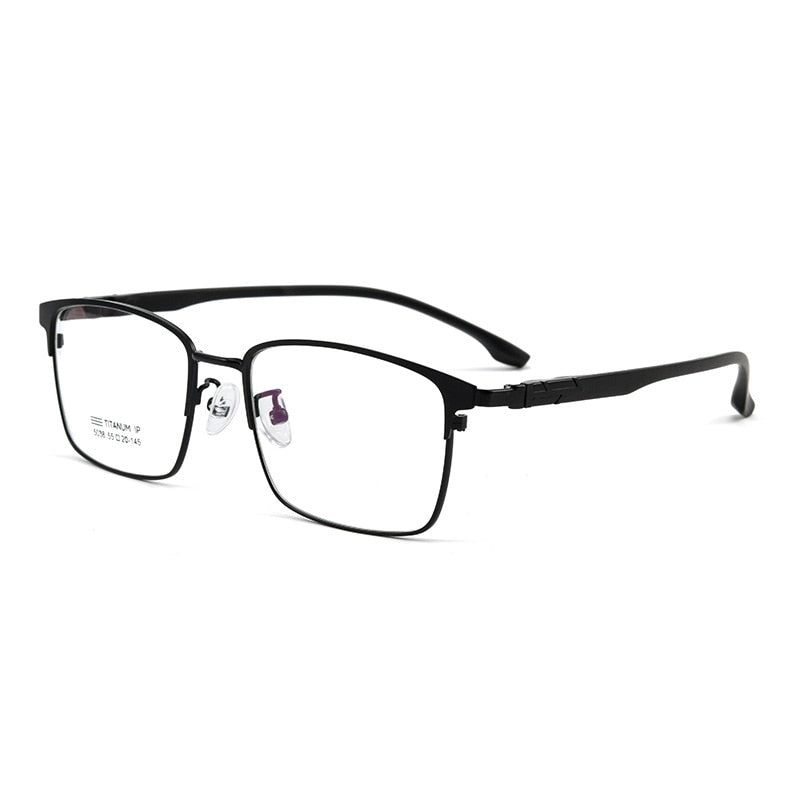 KatKani Men's Full Rim Big Square Tr 90 Titanium Alloy Eyeglasses 5038Tx Full Rim KatKani Eyeglasses Black  