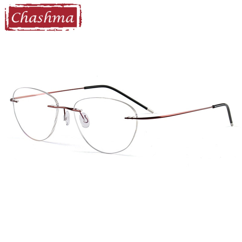 Chashma Unisex Rimless Triangle Titanium Eyeglasses 003 Rimless Chashma Red  