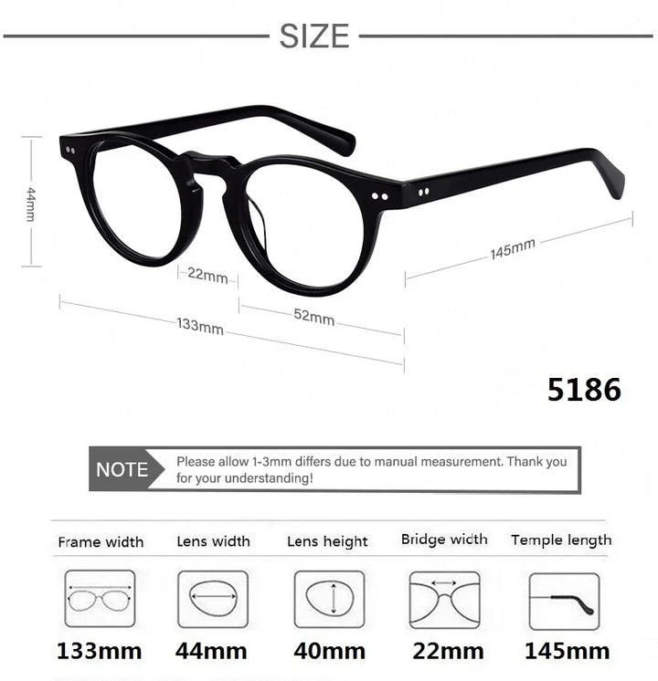 Bobbie Women's Full Rim Small Round Acetate Eyeglasses 695186