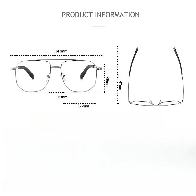 KatKani Men's Full Rim Square Double Bridge Titanium Eyeglasses Km0942 Full Rim KatKani Eyeglasses   